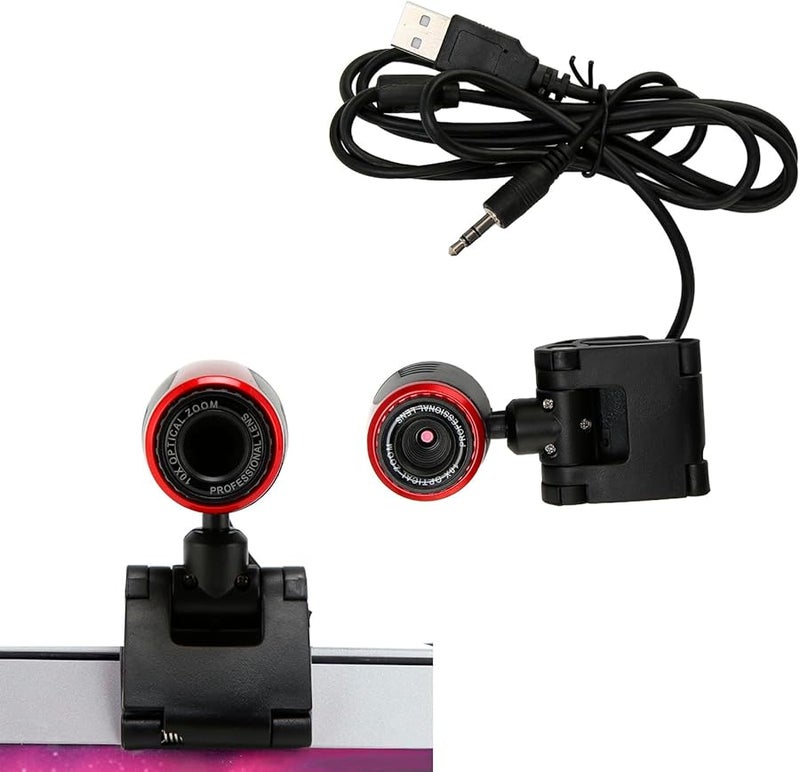 كاميرا ويب عالية الدقة USB 2.0 مع دوران 360 درجة لأجهزة الكمبيوتر المحمولة، توازن أبيض تلقائي للمكالمات المرئية والاجتماعات عبر الإنترنت - Image 3